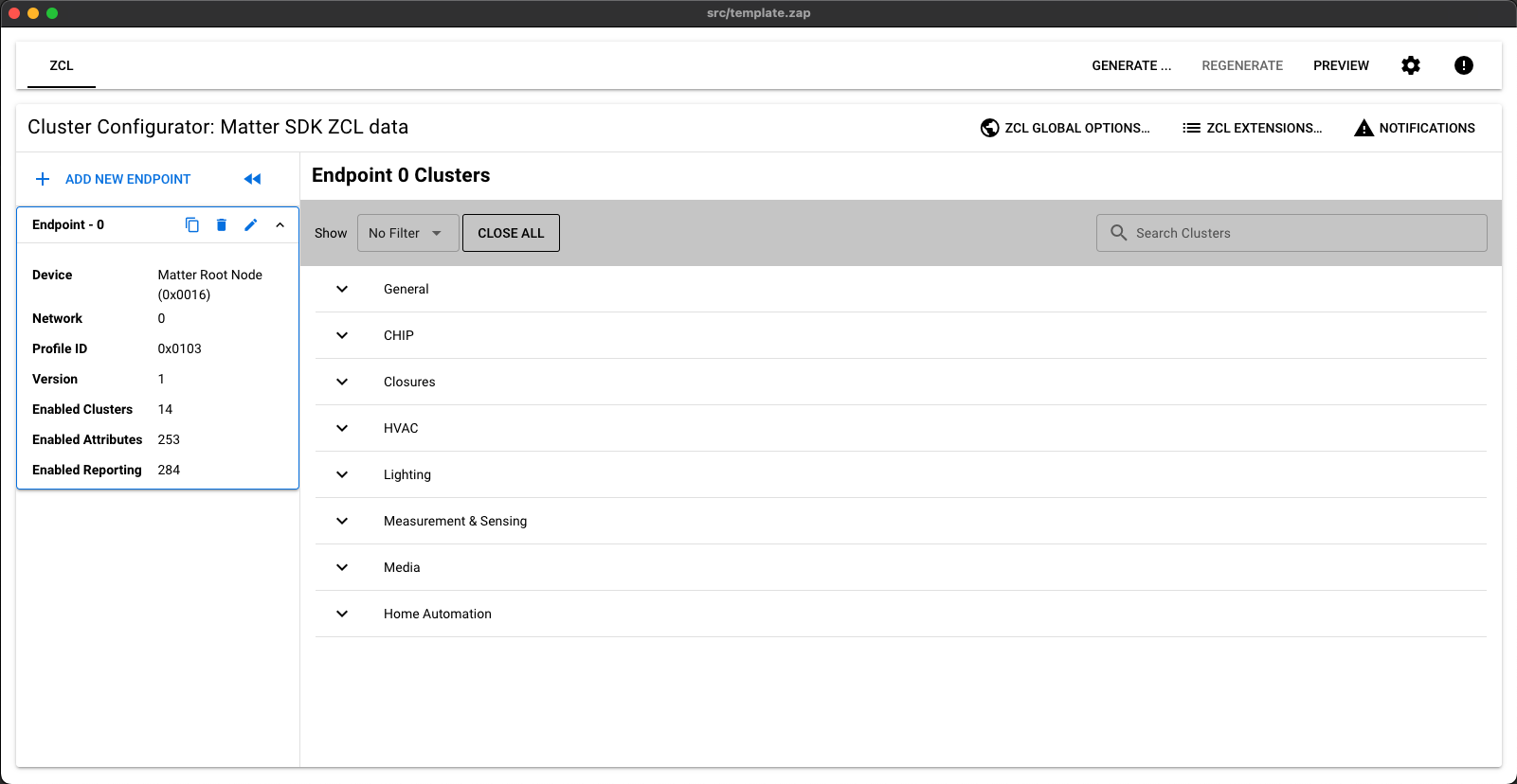 ZAP with template project zap file loaded